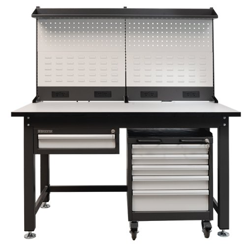 Bàn thao tác cơ khí có bảng treo dụng cụ và tủ di động 5 ngăn CKSG-6245