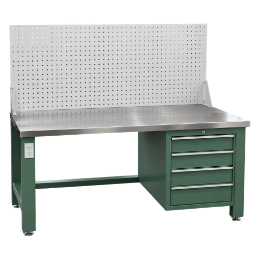 Bàn thao tác inox 304 có bảng treo dụng cụ và tủ 4 ngăn kéo CKSG-6222