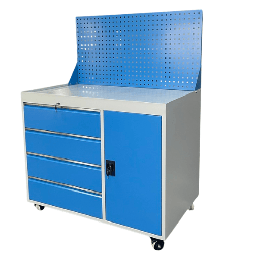 Xe đẩy đồ nghề 4 ngăn kéo có bảng treo và hộc tủ CKSG-8229