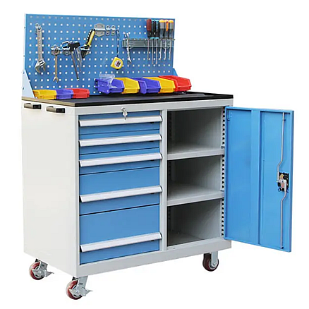 Xe đẩy đồ nghề 5 ngăn kéo có bảng treo dụng cụ CKSG-8219
