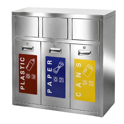 Thùng rác inox 3 ngăn phân loại rác CKSG-5301