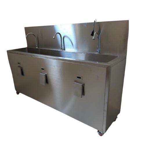 Bồn rửa tay tiệt trùng inox 304 loại 3 vòi uốn cong CKSG-7146