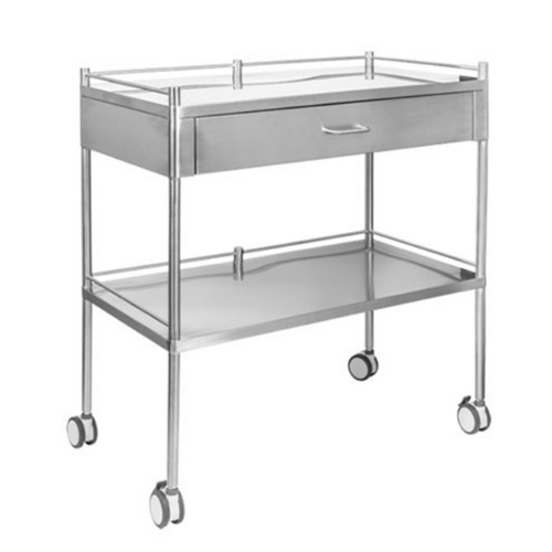 Xe đẩy inox 304 y tế 2 tầng có 1 hộc kéo CKSG-7111
