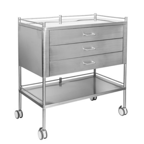 Xe đẩy inox y tế 2 tầng có 3 hộc kéo CKSG-7110