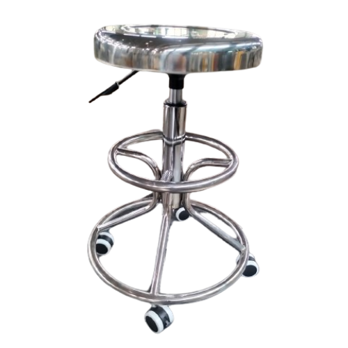 Ghế inox 304 tròn có bánh xe điều chỉnh chiều cao bằng ty hơi CKSG-9124