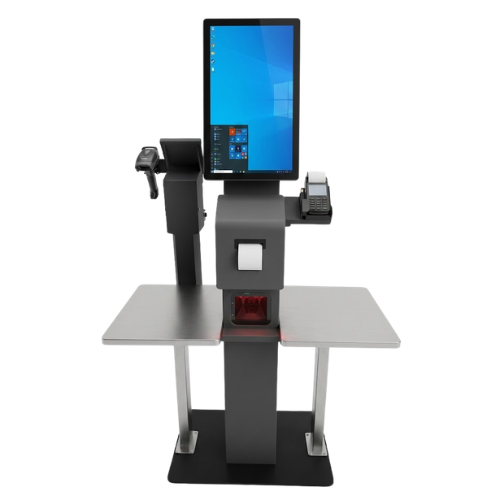 Vỏ kiosk thanh toán tự động có giá đỡ máy POS và kệ inox 304 CKSG-1019