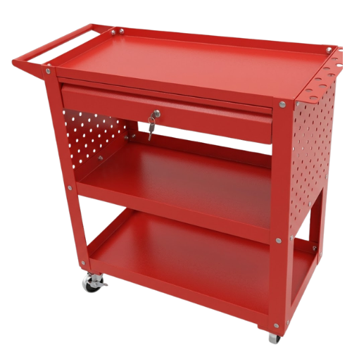 Xe đẩy đồ nghề 2 khay có ngăn kéo và vách treo dụng cụ CKSG-8205